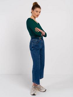 Celtic & Co. Darcey V Neck Cotton Blend Top - view 2, Pine