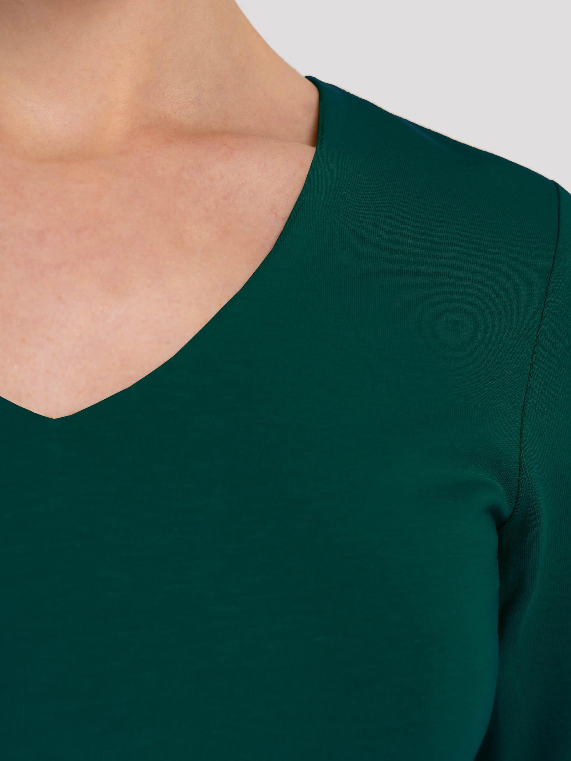 Product image 3 of 4, which shows Celtic & Co. Darcey V Neck Cotton Blend Top, Pine, 8