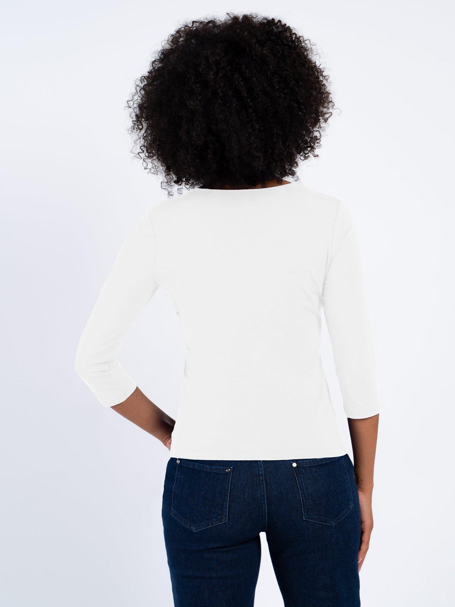 Product image 3 of 4, which shows Celtic & Co. Darcey V Neck Cotton Blend Top, White, 8