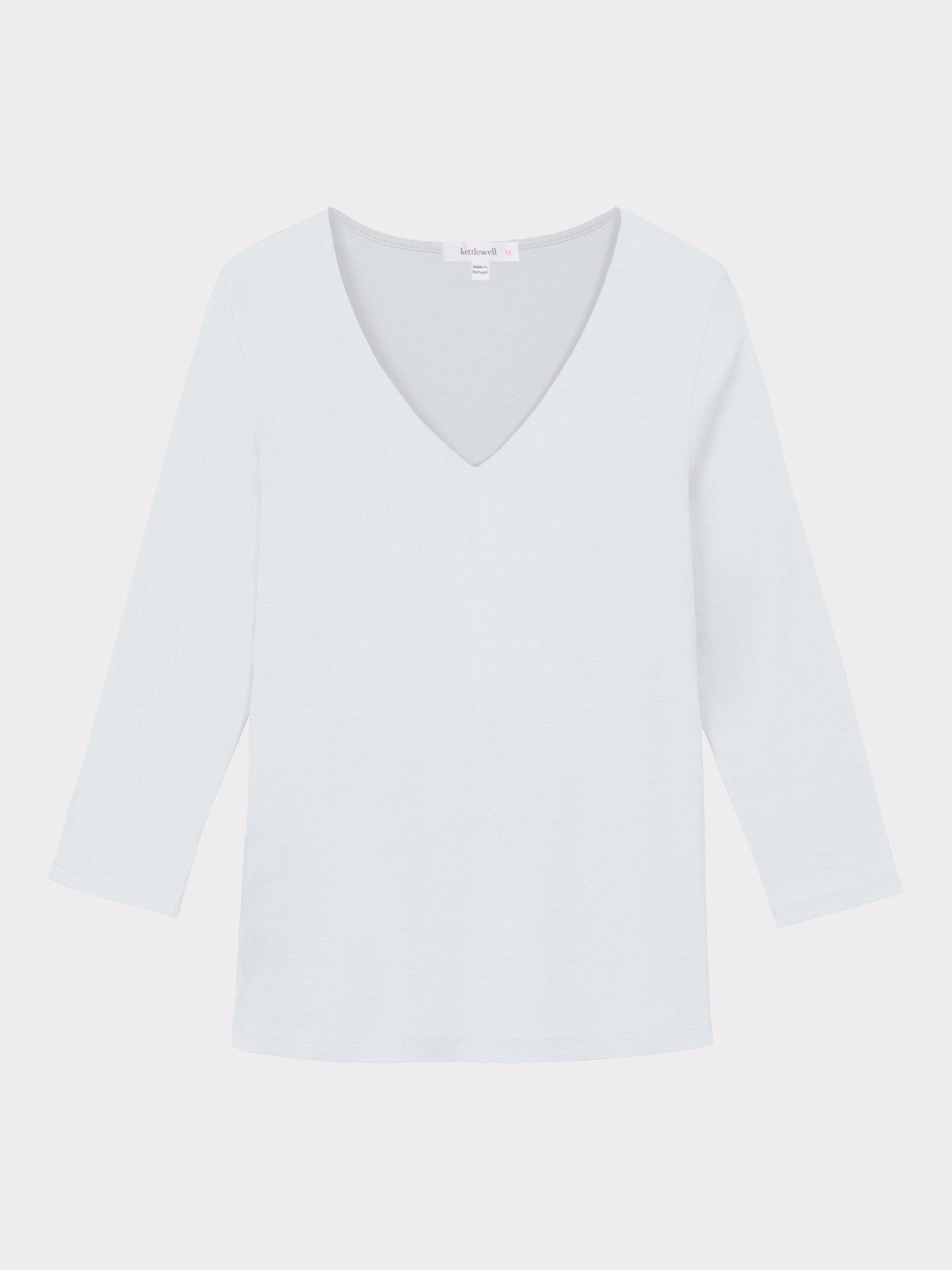 Product image 4 of 4, which shows Celtic & Co. Darcey V Neck Cotton Blend Top, White, 8