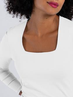 Celtic & Co. Jodi Square Neck Long Sleeve Top - view 2, White