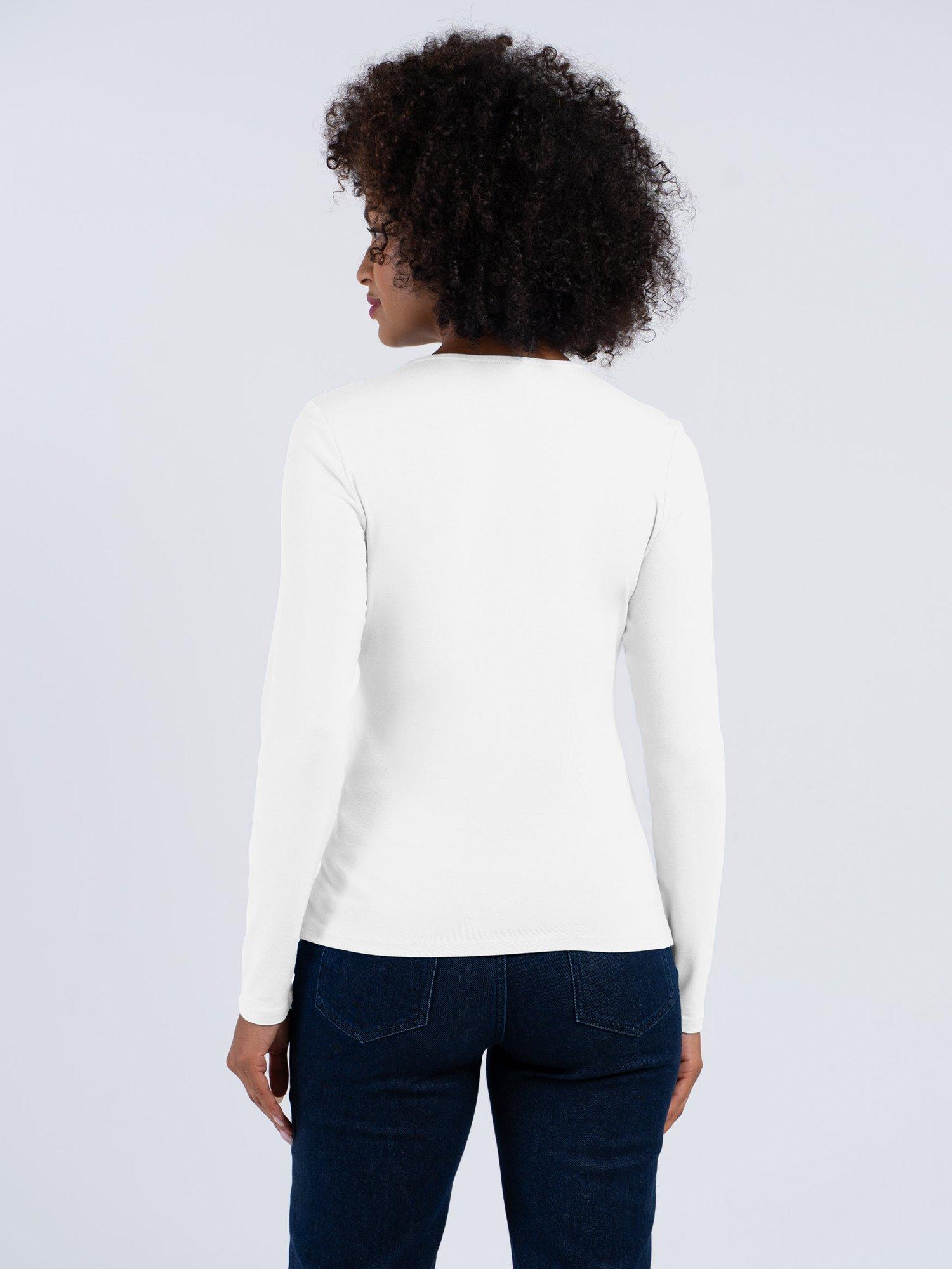 Product image 4 of 5, which shows Celtic & Co. Jodi Square Neck Long Sleeve Top, White, 8