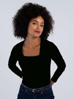 Celtic & Co. Jodi Square Neck Long Sleeve Top, Black