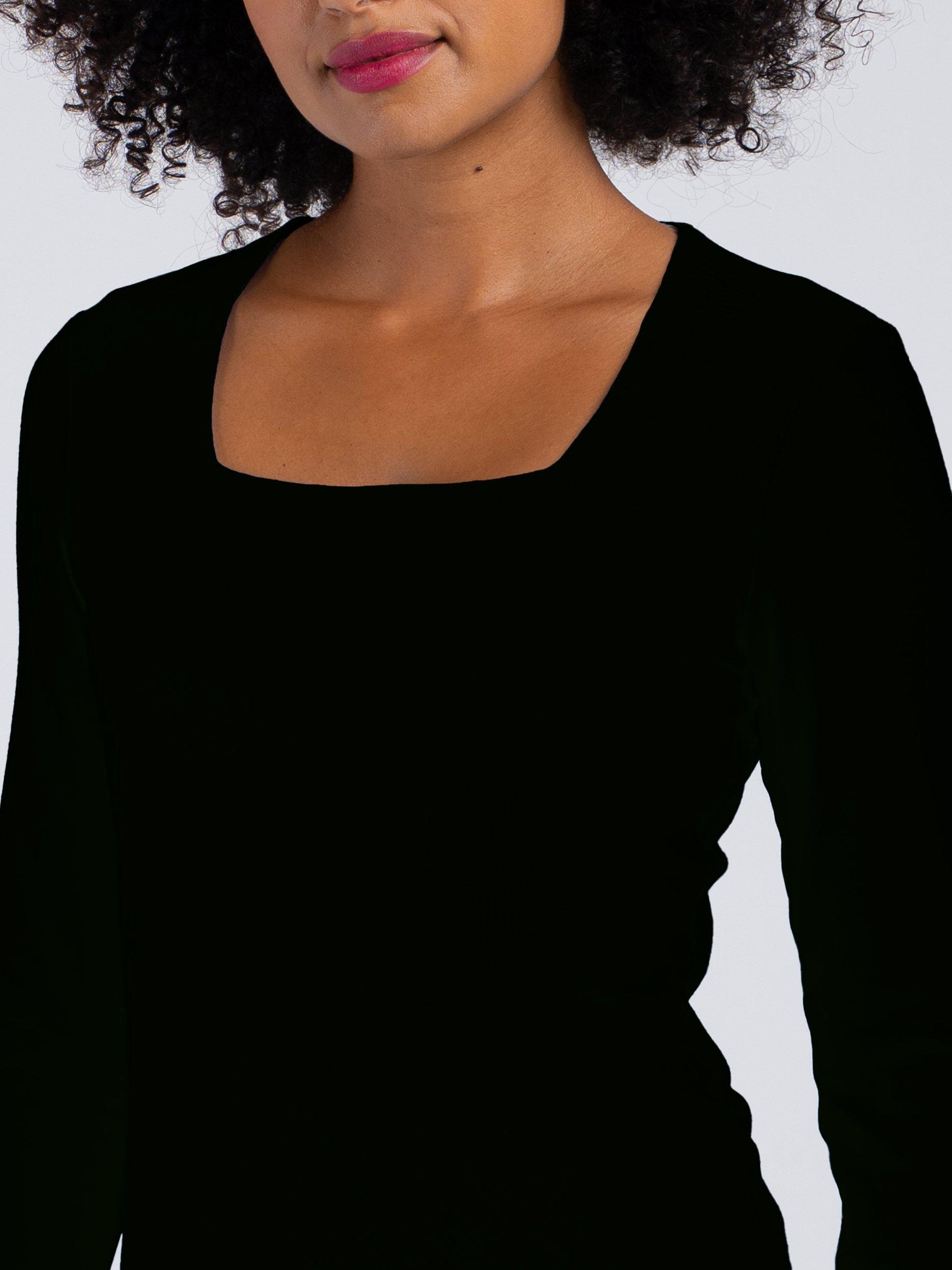 Product image 2 of 5, which shows Celtic & Co. Jodi Square Neck Long Sleeve Top, Black, 8
