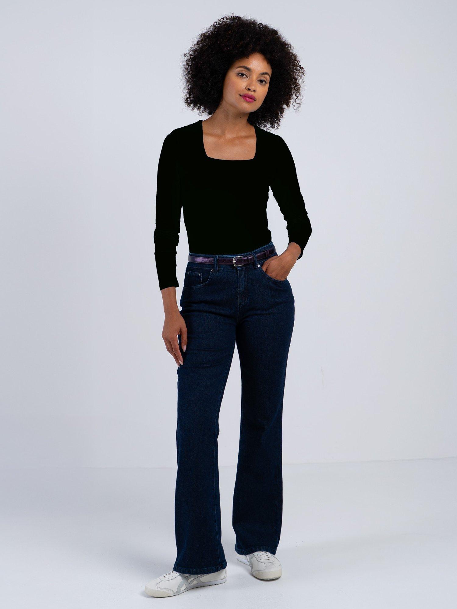 Product image 4 of 5, which shows Celtic & Co. Jodi Square Neck Long Sleeve Top, Black, 8