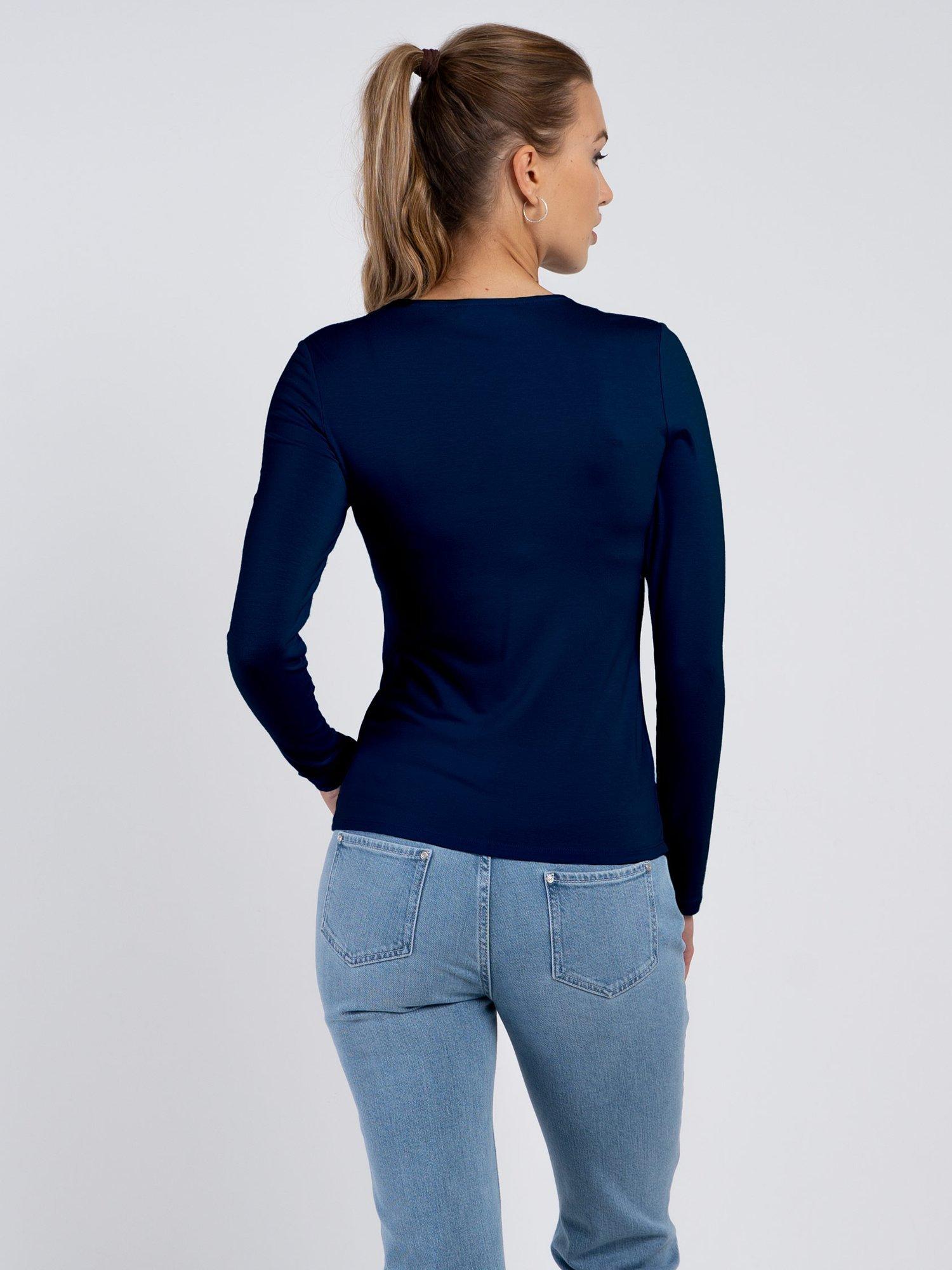 Product image 3 of 5, which shows Celtic & Co. Jodi Square Neck Long Sleeve Top, Navy, 8