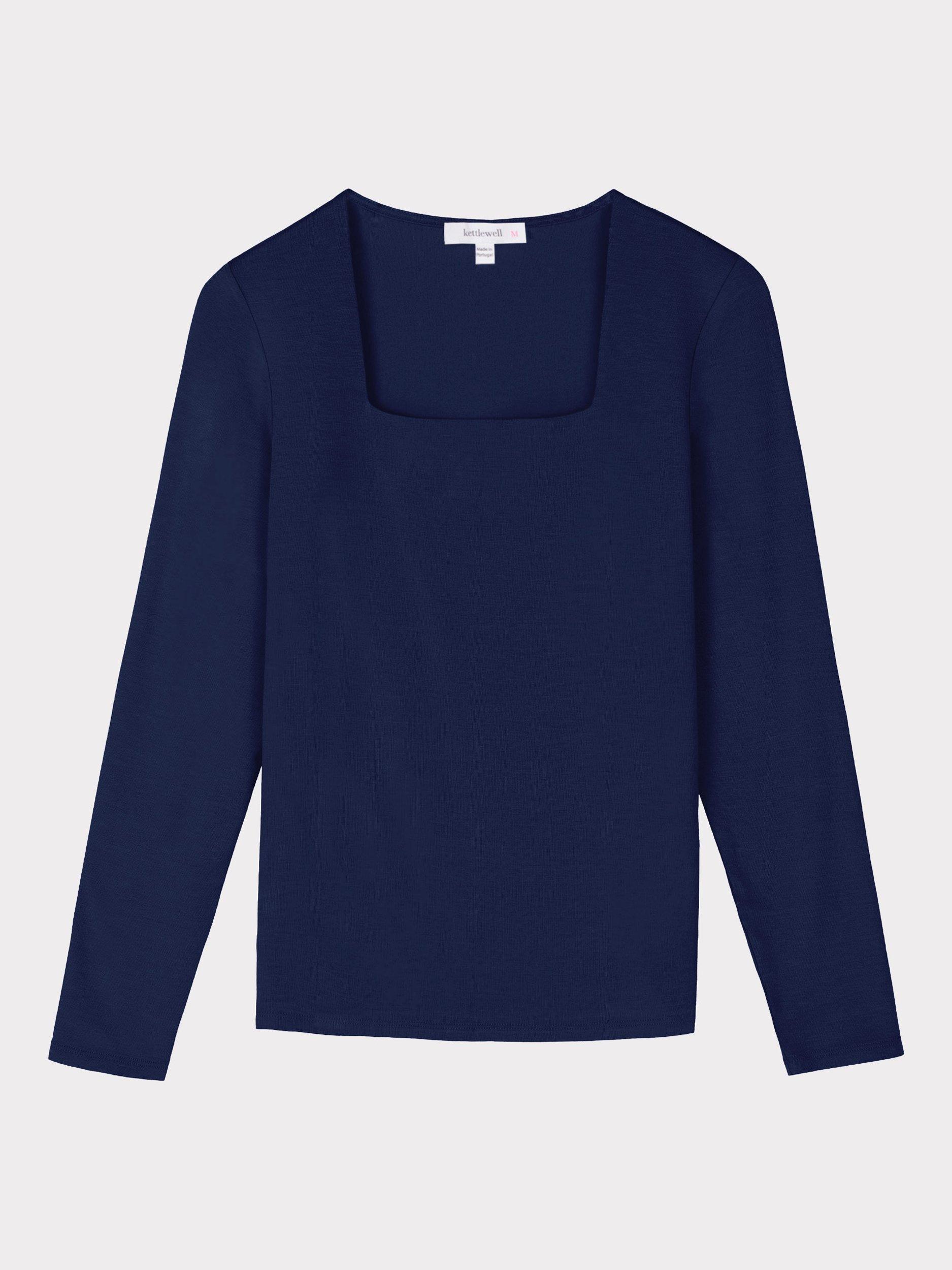 Product image 5 of 5, which shows Celtic & Co. Jodi Square Neck Long Sleeve Top, Navy, 8