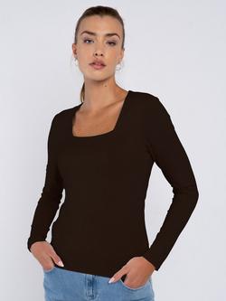 Celtic & Co. Jodi Square Neck Long Sleeve Top, Espresso