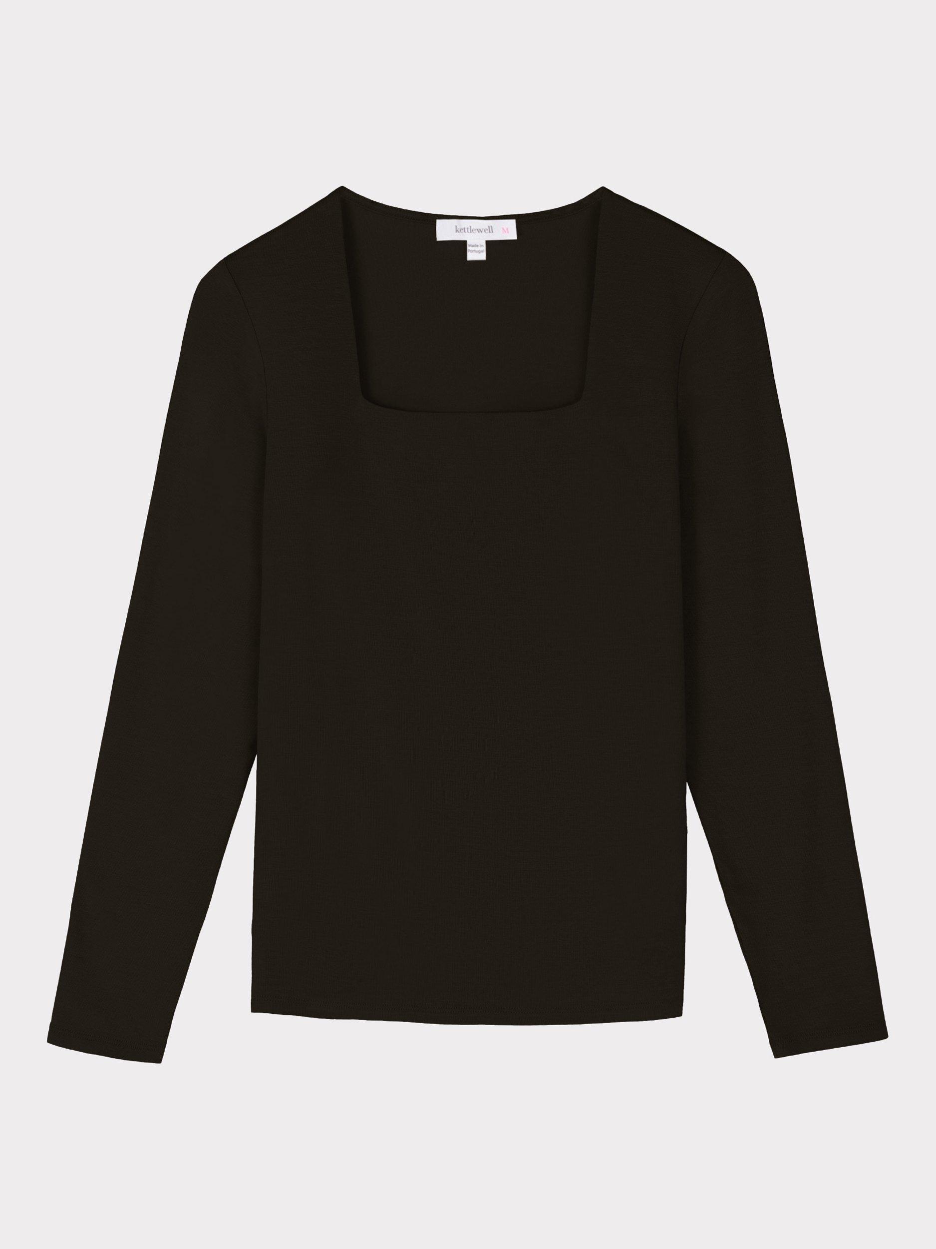 Product image 5 of 5, which shows Celtic & Co. Jodi Square Neck Long Sleeve Top, Espresso, 8