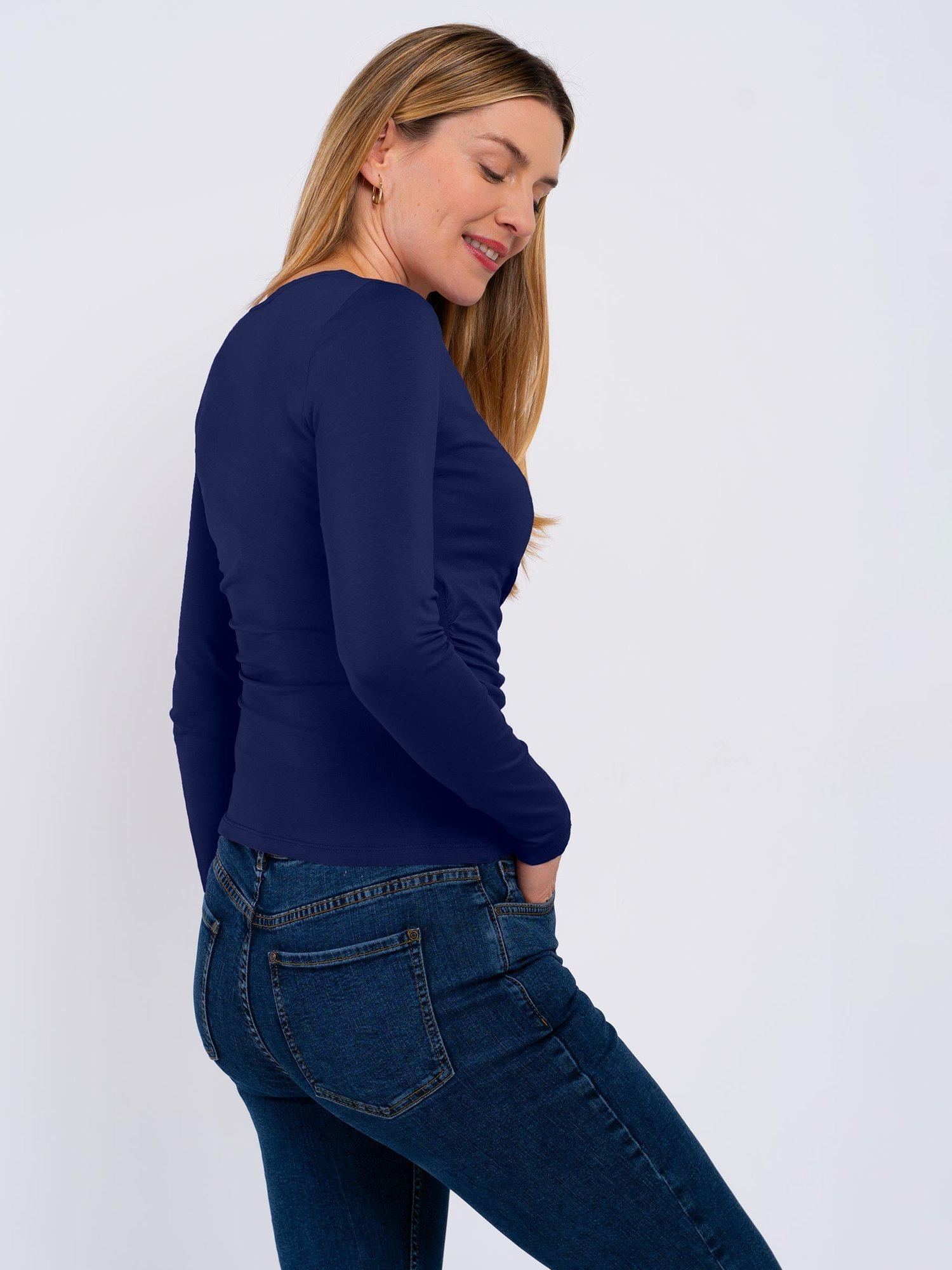 Product image 2 of 3, which shows Celtic & Co. Faux Crossover Long Sleeve Top, Bright Navy, 8