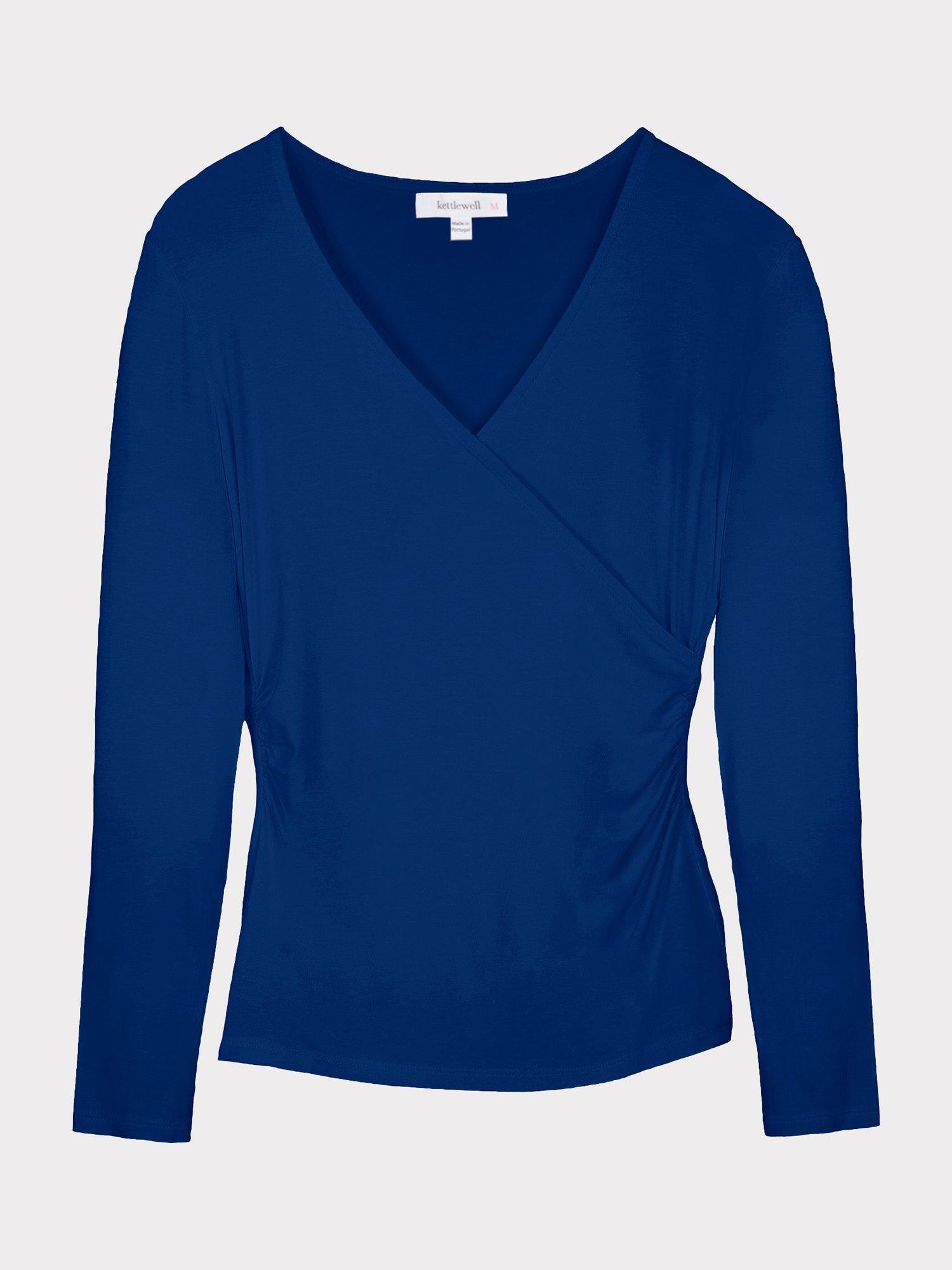 Product image 3 of 3, which shows Celtic & Co. Faux Crossover Long Sleeve Top, Bright Navy, 8