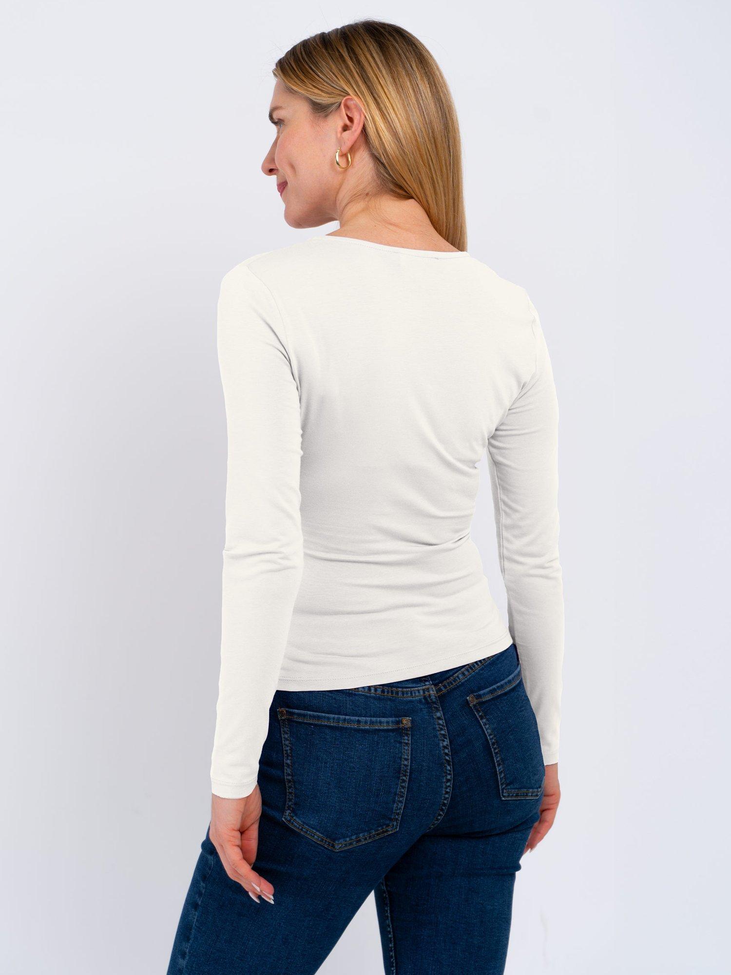 Product image 3 of 5, which shows Celtic & Co. Faux Crossover Long Sleeve Top, Soft White, 8