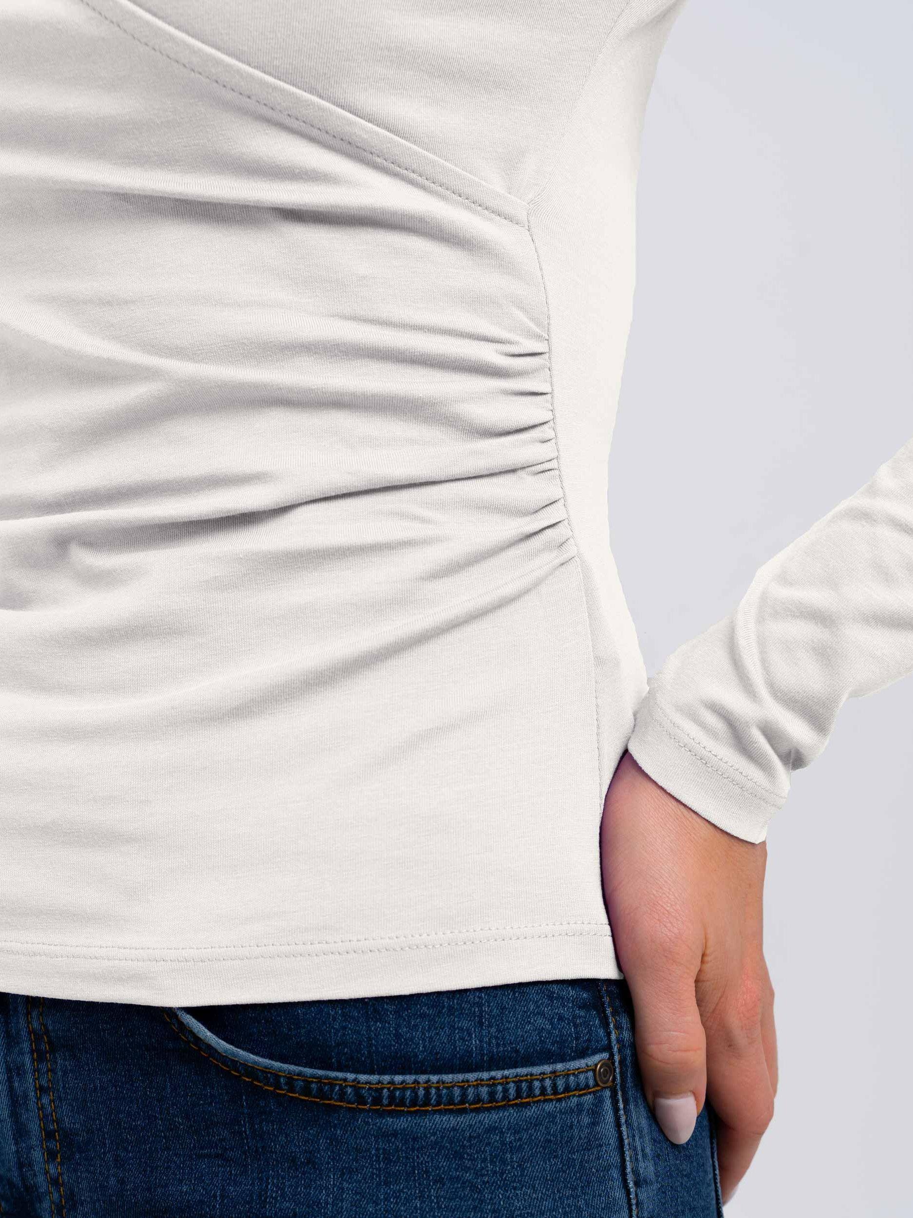 Product image 4 of 5, which shows Celtic & Co. Faux Crossover Long Sleeve Top, Soft White, 8