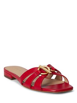 Lauren Ralph Lauren Blaike Leather Slider Sandals, Red - view 2, Red