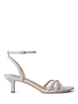 Lauren Ralph Lauren Kendyl Suede Kitten Heel Strappy Sandals, Alpine Blue, Alpine Blue