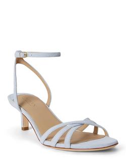 Lauren Ralph Lauren Kendyl Suede Kitten Heel Strappy Sandals, Alpine Blue - view 2, Alpine Blue