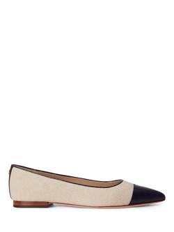 Lauren Ralph Lauren Londyn Canvas & Leather Ballerina Pumps, Navy, Navy
