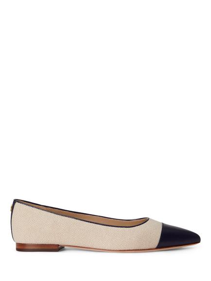 Lauren Ralph Lauren Londyn Canvas & Leather Ballerina Pumps, Navy, Navy