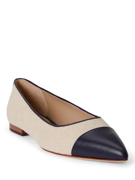 Lauren Ralph Lauren Londyn Canvas & Leather Ballerina Pumps, Navy - view 2, Navy
