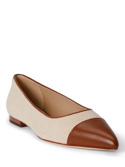 Lauren Ralph Lauren Londyn Canvas & Leather Ballerina Pumps, Tan - view 2, Tan