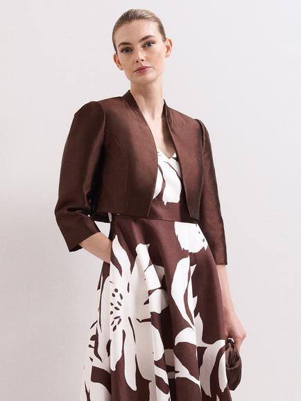 Phase Eight Ariel Satin Twill Jacket, Brown, Brown
