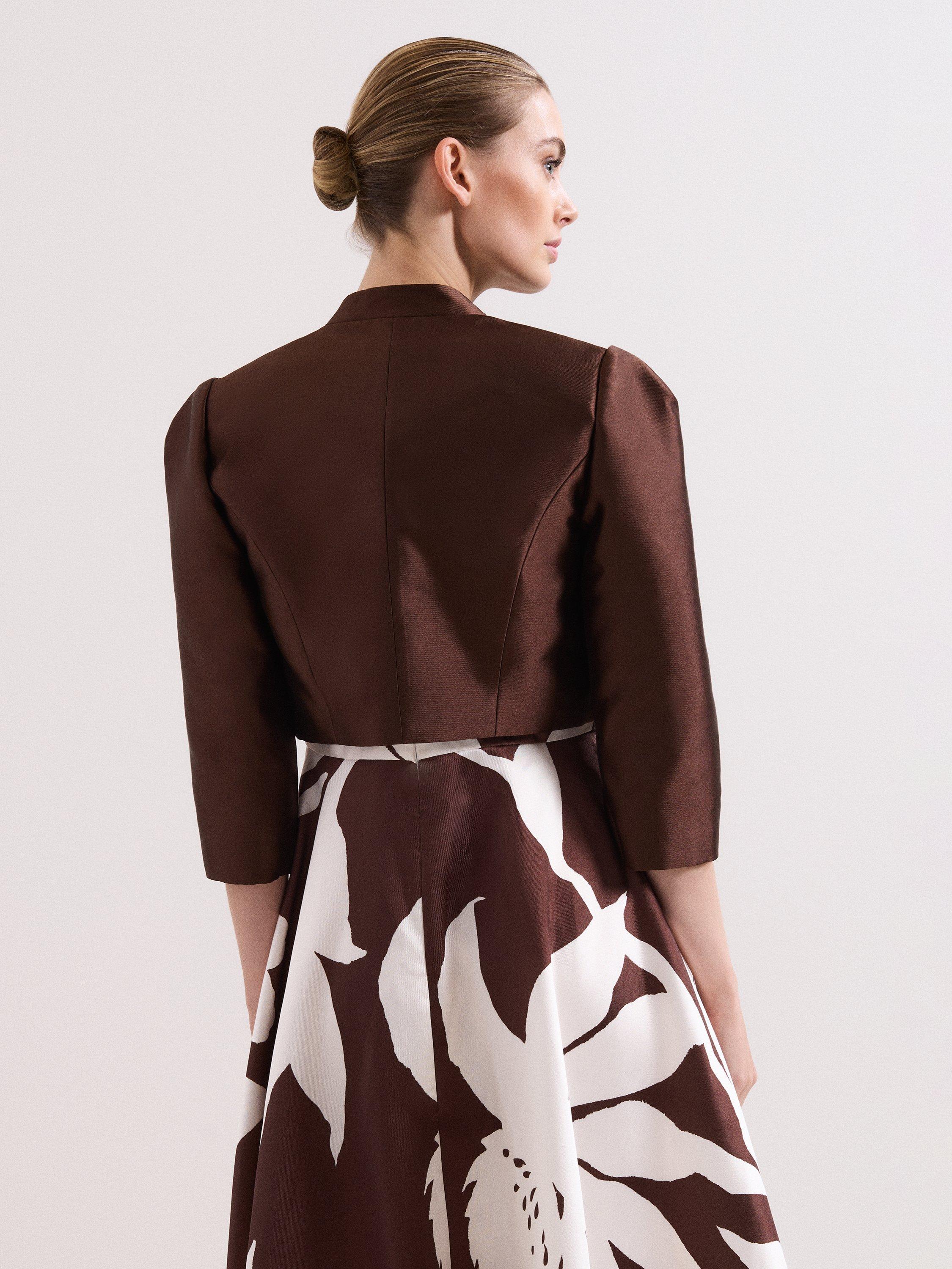 Product image 2 of 7, which shows Phase Eight Ariel Satin Twill Jacket, Brown, 10