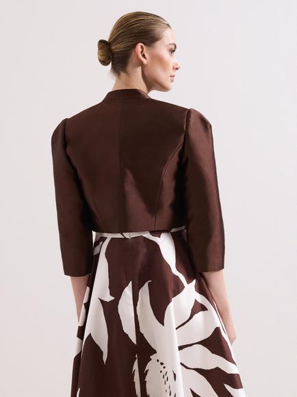 Phase Eight Ariel Satin Twill Jacket, Brown - view 2, Brown