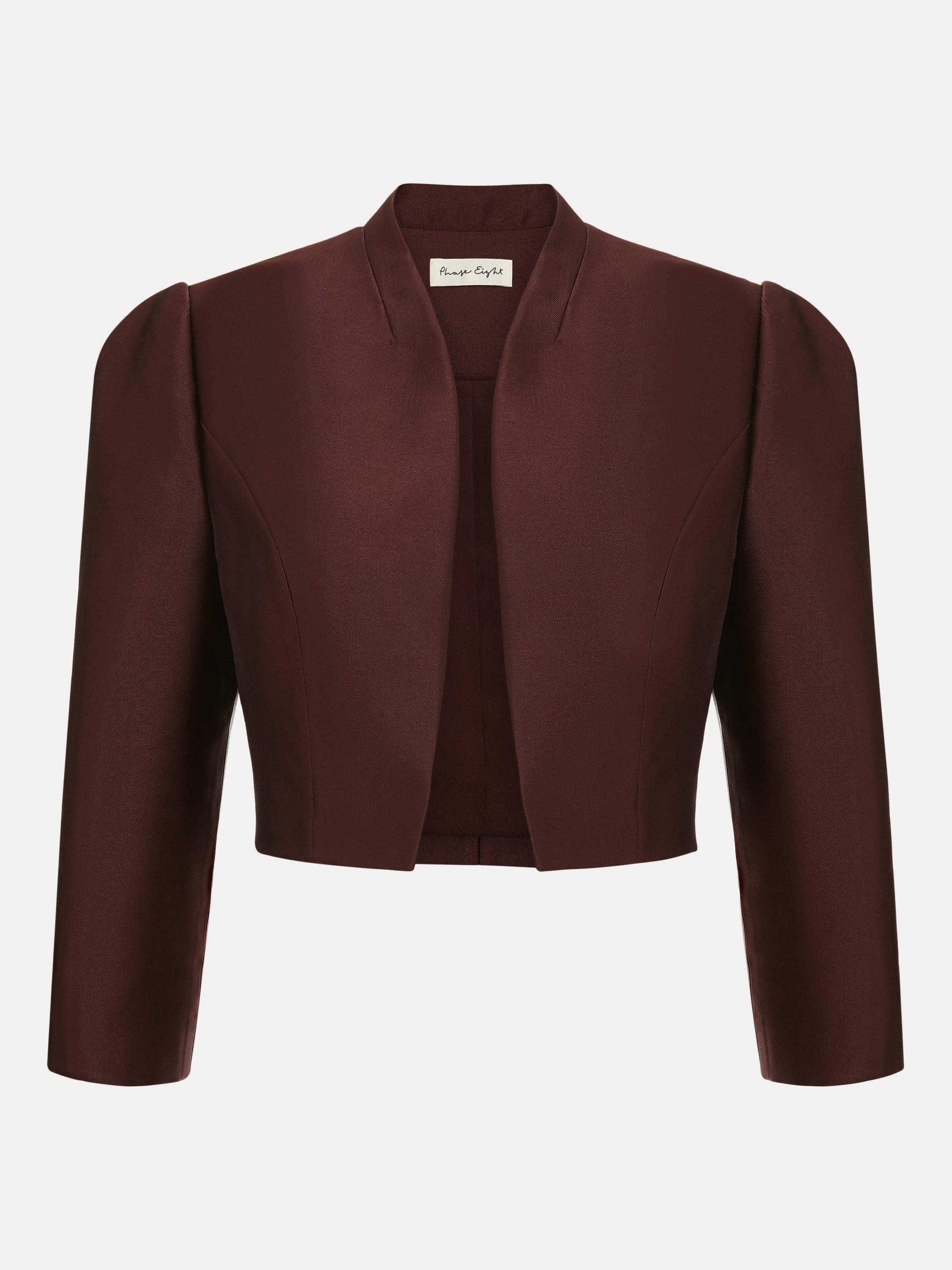 Product image 5 of 7, which shows Phase Eight Ariel Satin Twill Jacket, Brown, 10