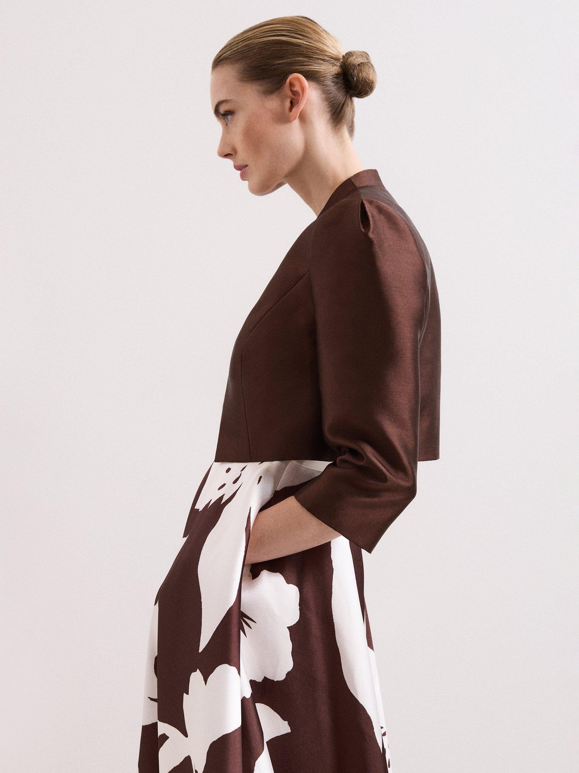 Product image 7 of 7, which shows Phase Eight Ariel Satin Twill Jacket, Brown, 10