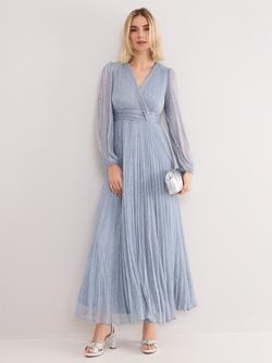 Phase Eight Petite Harper Plisse Maxi Dress, Pale Blue, Pale Blue