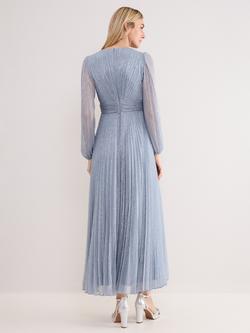 Phase Eight Petite Harper Plisse Maxi Dress, Pale Blue - view 2, Pale Blue