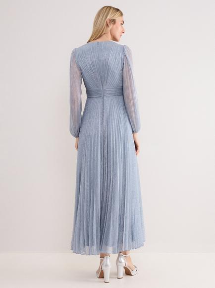 Phase Eight Petite Harper Plisse Maxi Dress, Pale Blue - view 2, Pale Blue