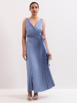 Phase Eight Petite Emlyn Wrap Satin Maxi Dress, Pale Blue, Pale Blue