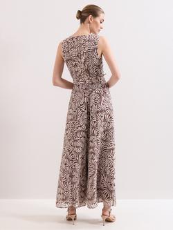 Phase Eight Petite Janine Leaf Print Jumpsuit, Latte - view 2, Latte