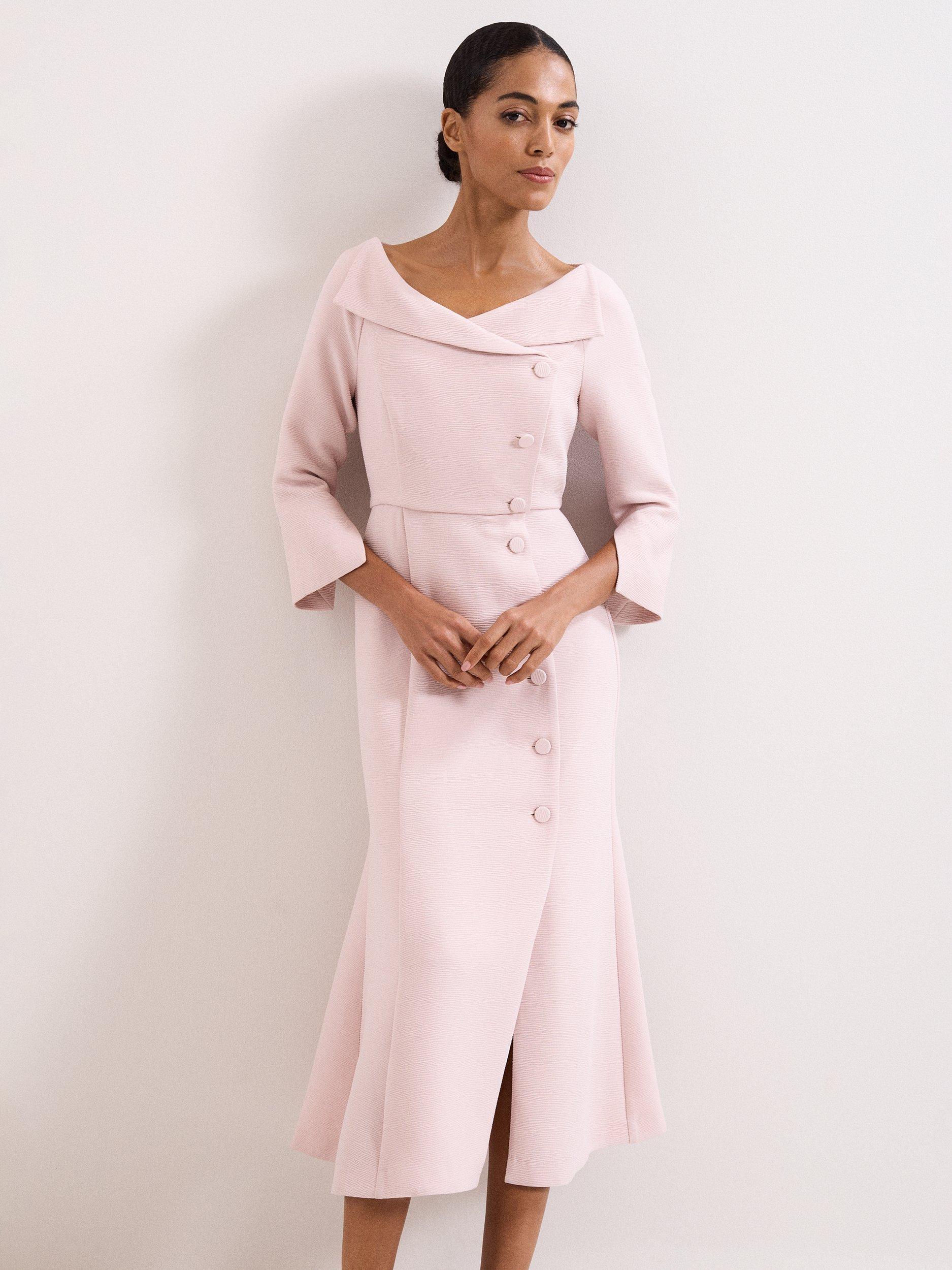 Product image 3 of 9, which shows Phase Eight Petite Sienna Dress, Pale Pink, 10