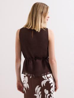 Phase Eight Hazel Sleeveless Pure Silk Top, Brown - view 2, Brown