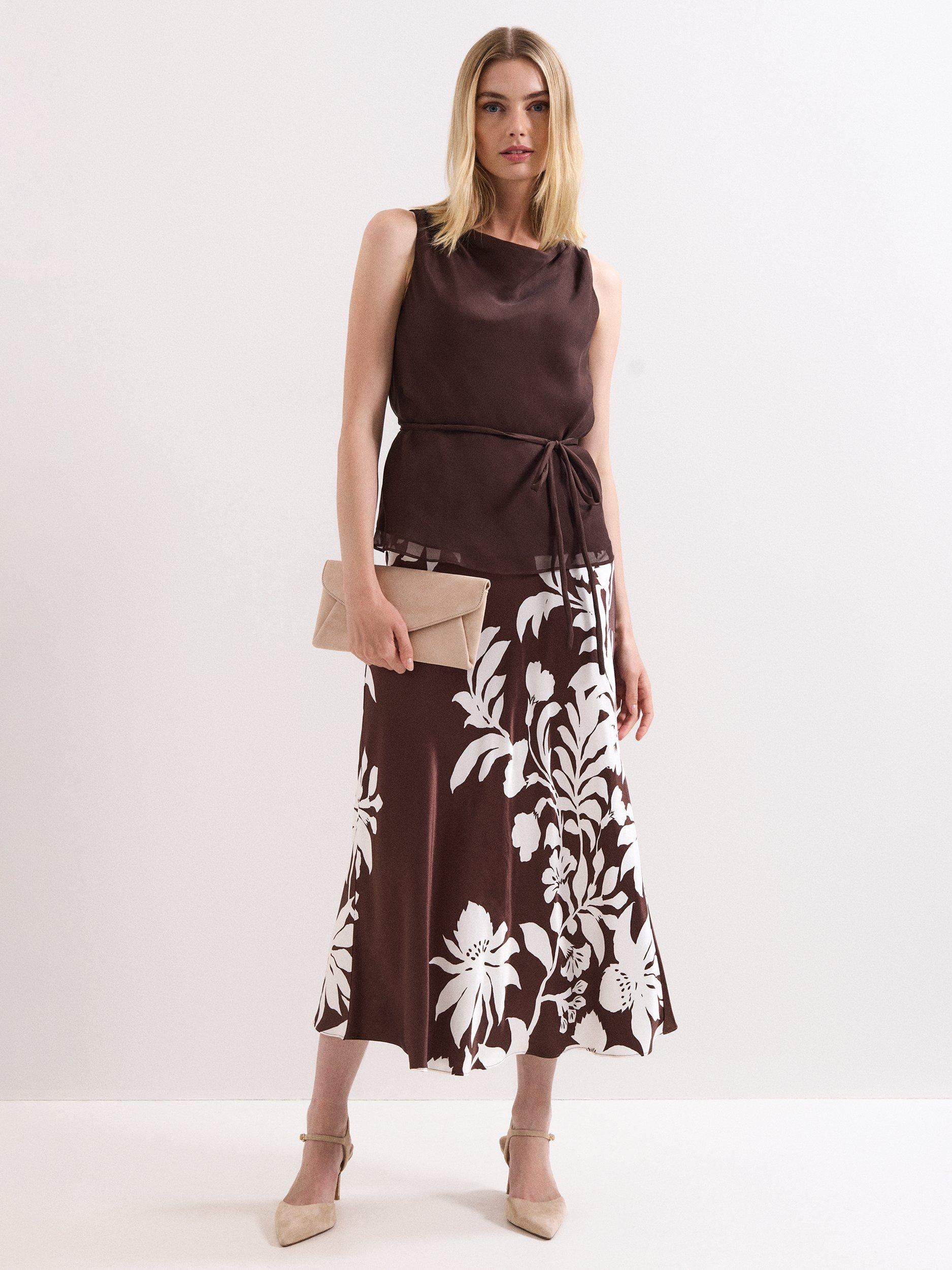 Product image 3 of 8, which shows Phase Eight Hazel Sleeveless Pure Silk Top, Brown, 10