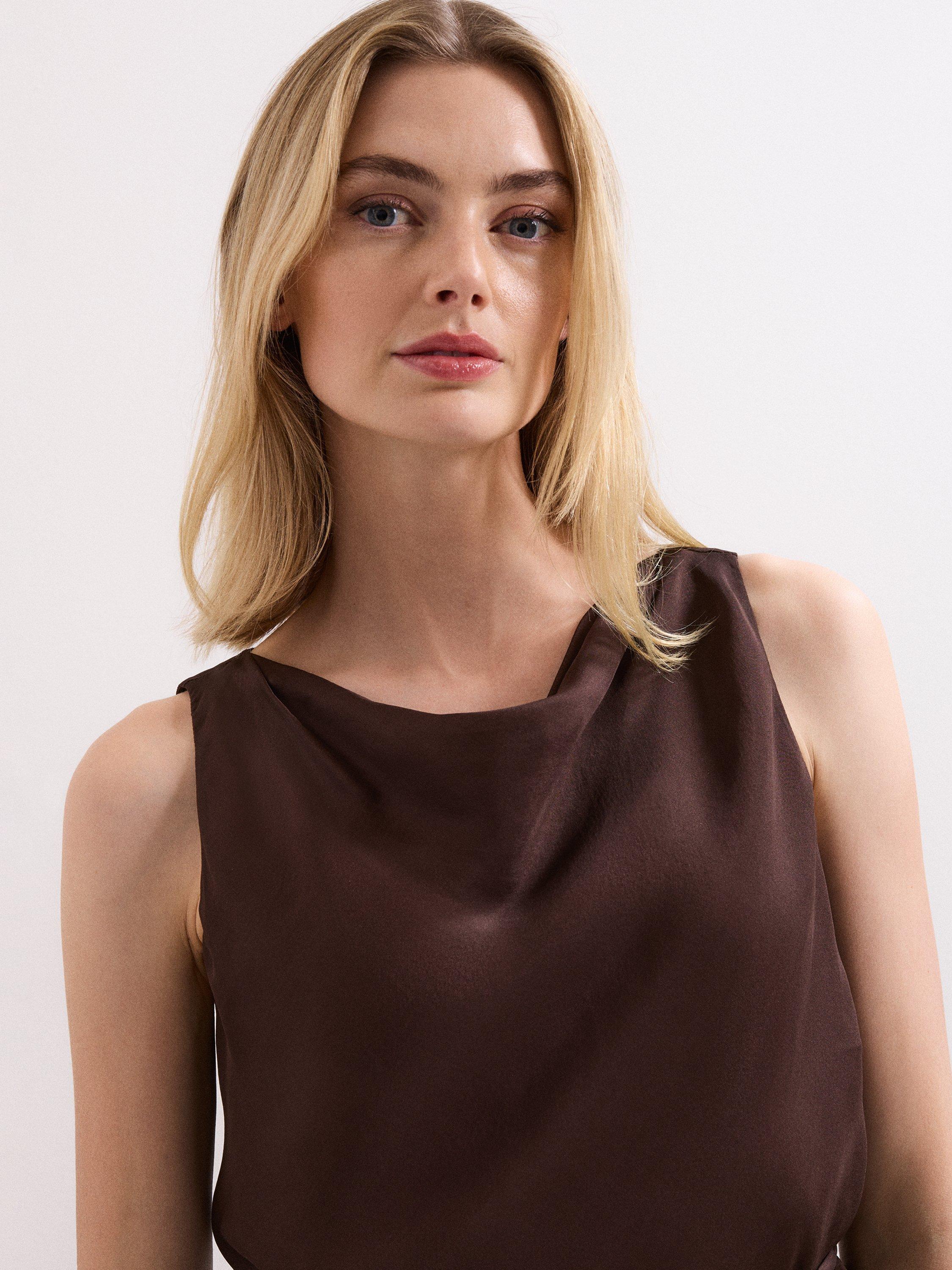 Product image 4 of 8, which shows Phase Eight Hazel Sleeveless Pure Silk Top, Brown, 10