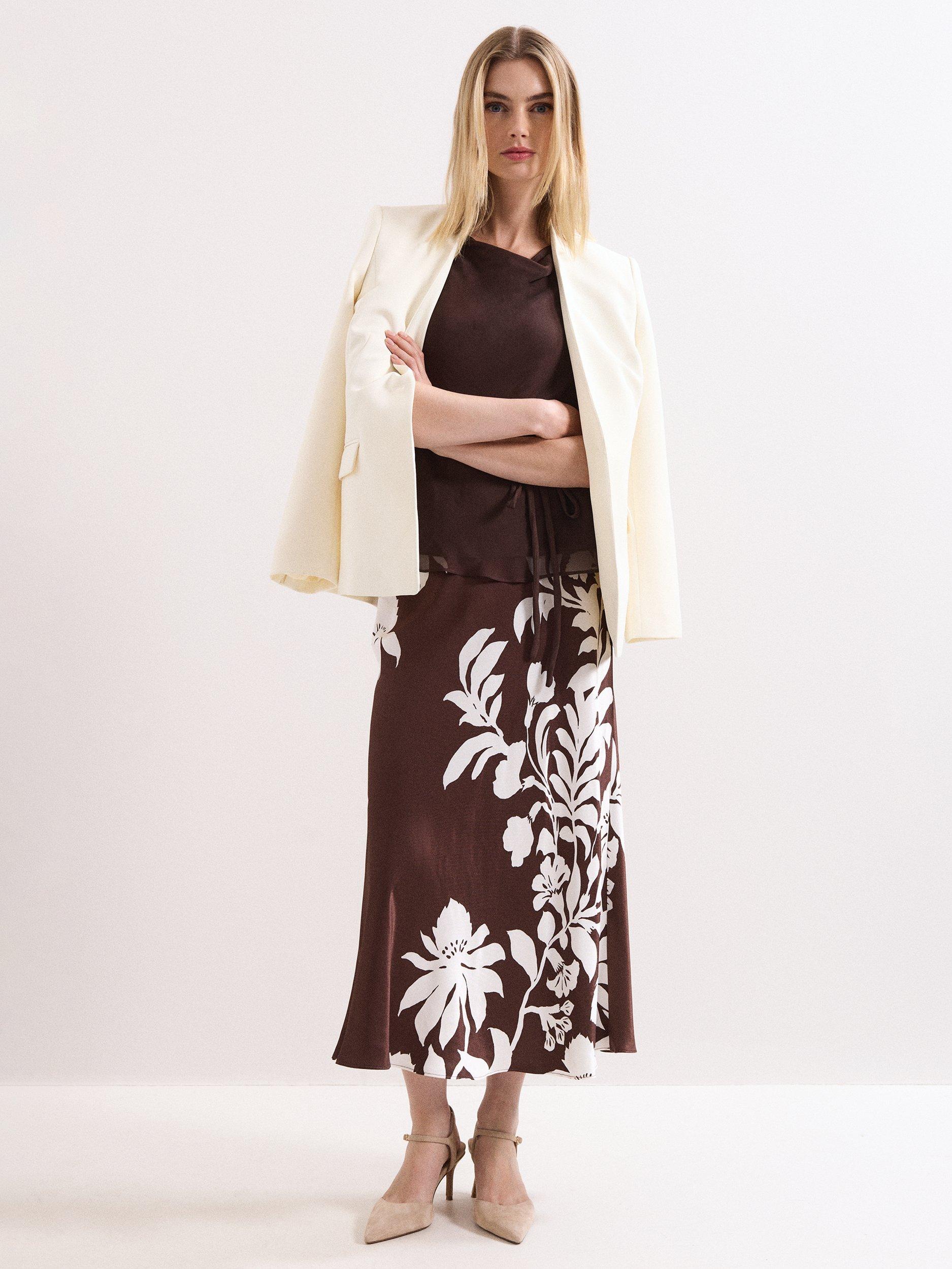 Product image 8 of 8, which shows Phase Eight Hazel Sleeveless Pure Silk Top, Brown, 10