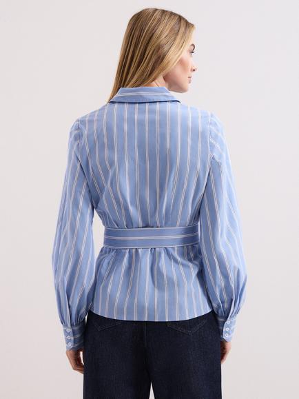 Phase Eight Dakota Tie Waist Stripe Shirt, Blue - view 2, Blue