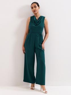 Phase Eight Petite Monique Cowl Neck Jumpsuit, Teal, Teal