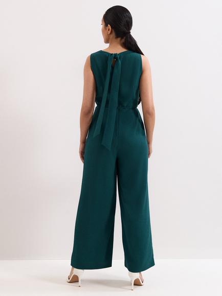 Phase Eight Petite Monique Cowl Neck Jumpsuit, Teal - view 2, Teal