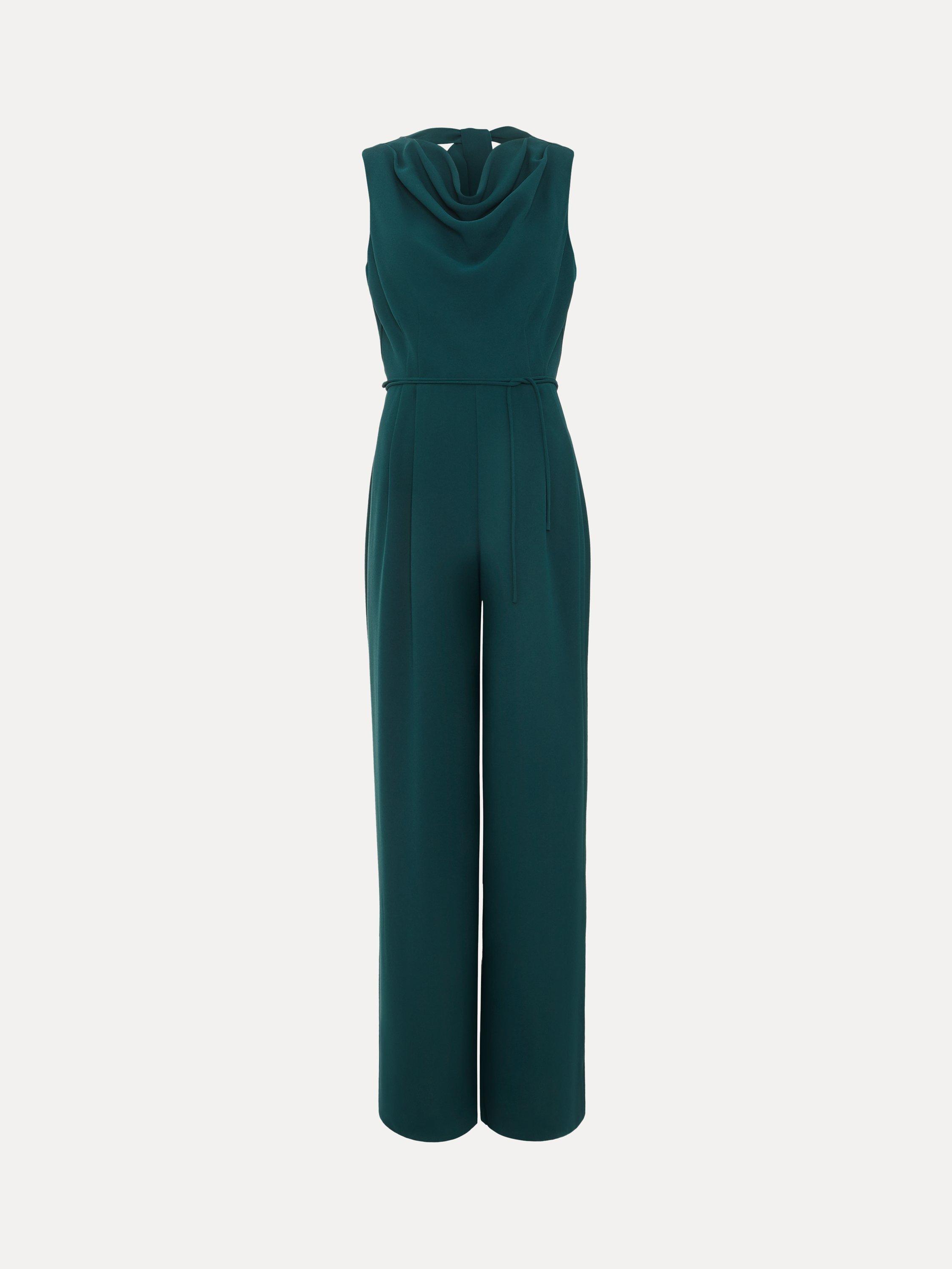 Product image 5 of 8, which shows Phase Eight Petite Monique Cowl Neck Jumpsuit, Teal, 10