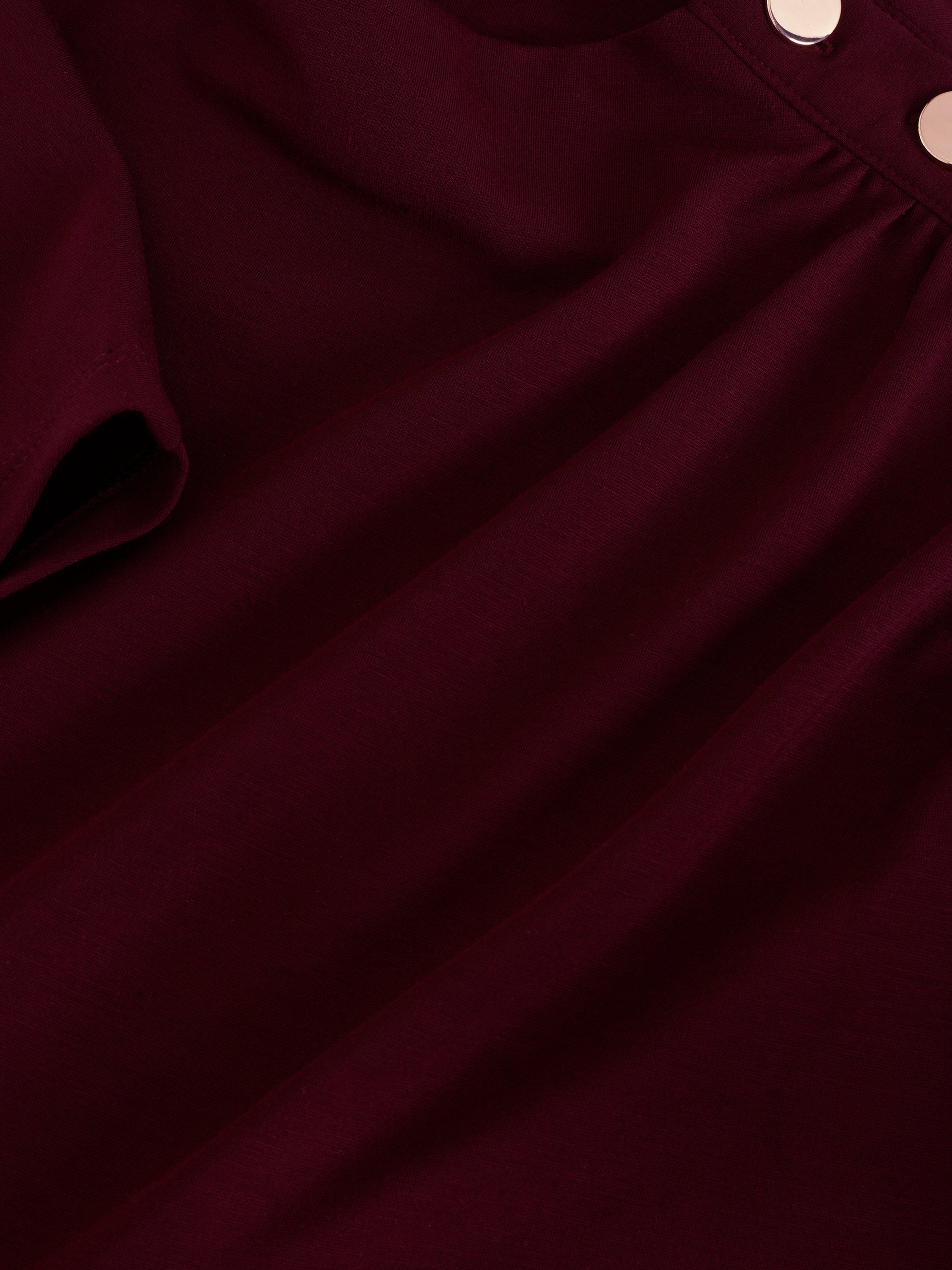 Product image 6 of 8, which shows Phase Eight Paige Button Shoulder Ponte Top, Burgundy, 10