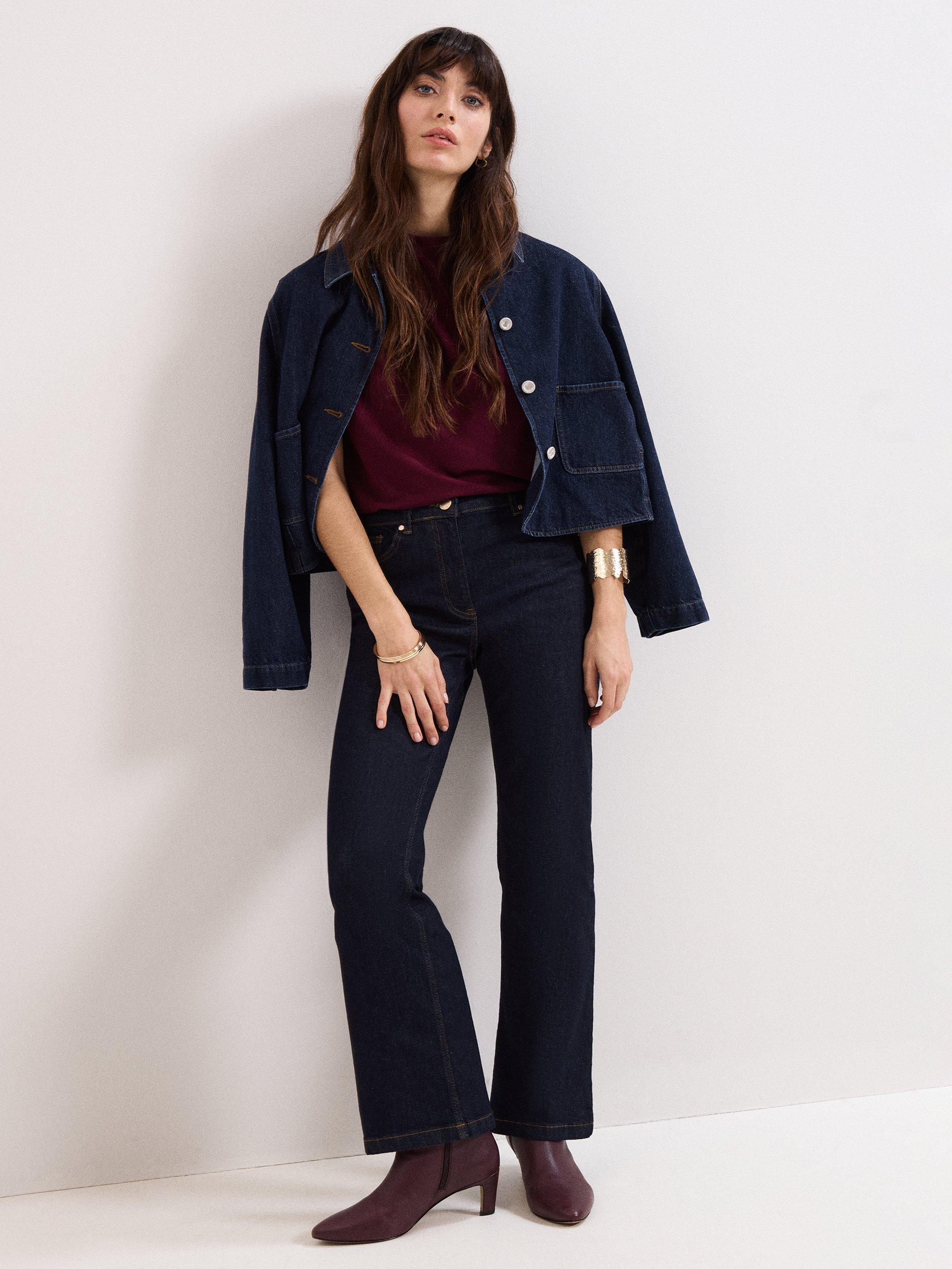 Product image 8 of 8, which shows Phase Eight Paige Button Shoulder Ponte Top, Burgundy, 10