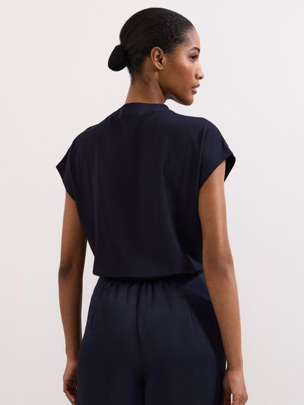 Phase Eight Paige Button Shoulder Ponte Top, Navy - view 2, Navy