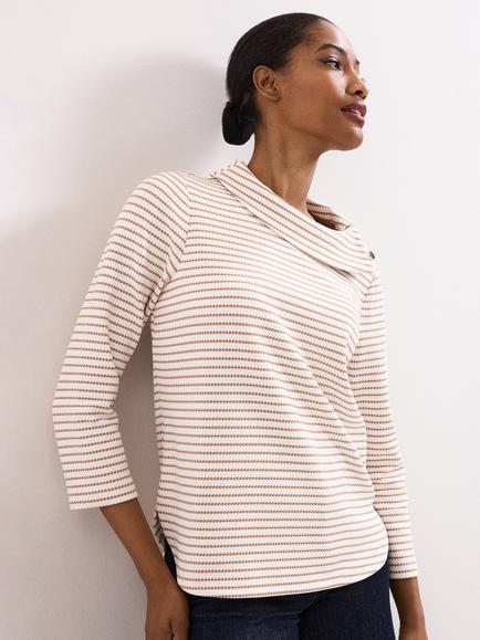 Phase Eight Remy Stripe Textured Top, Camel, Camel