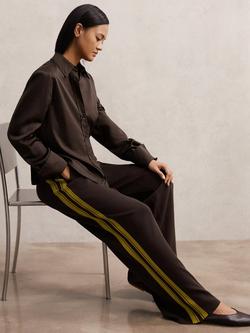 Reiss Petite Samson Side Stripe Knitted Trousers, Berry