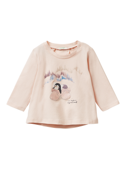 Benetton Kids' Cotton Blend Long Sleeved T-Shirt, Pink, Pink
