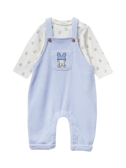 Benetton Baby Cotton Blend Dungaree Set, Blue, Blue